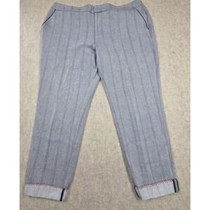 ECRU Women's CroppedPants Blue White With Red Stripe Red Zig Zag Hem Size 14‎